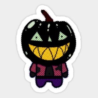 Black Zombie Pumpkin Man of Halloween with Scary Face Sticker